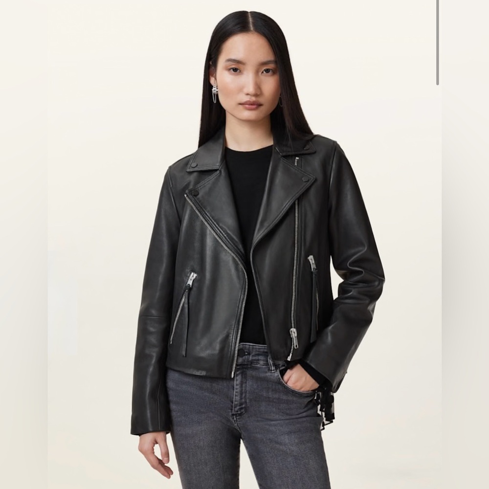 All Saints Lamb Leather Biker Jacket
